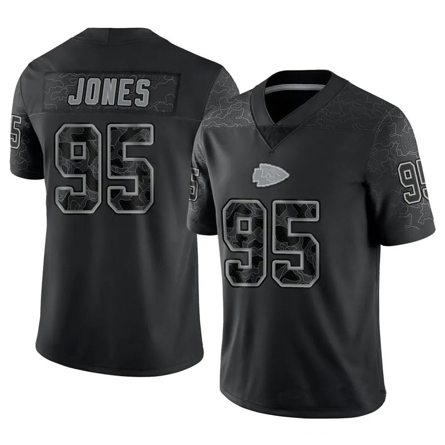 Silnrao KC.Chiefs #95 Chris Jones Player Black RFLCTV Limited Stitched Jerseys