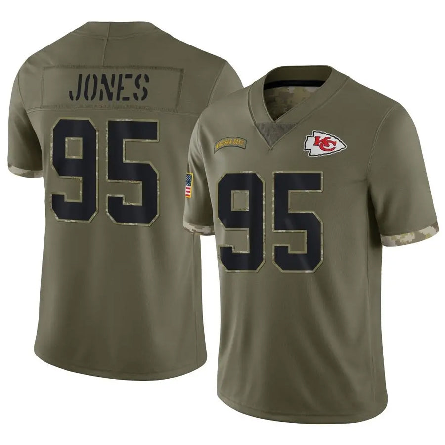 Silnrao KC.Chiefs #95 Chris Jones Player Olive Salute To Service Stitched Jerseys