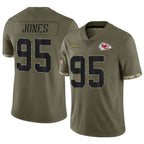 Silnrao KC.Chiefs #95 Chris Jones Player Olive Salute To Service Stitched Jerseys