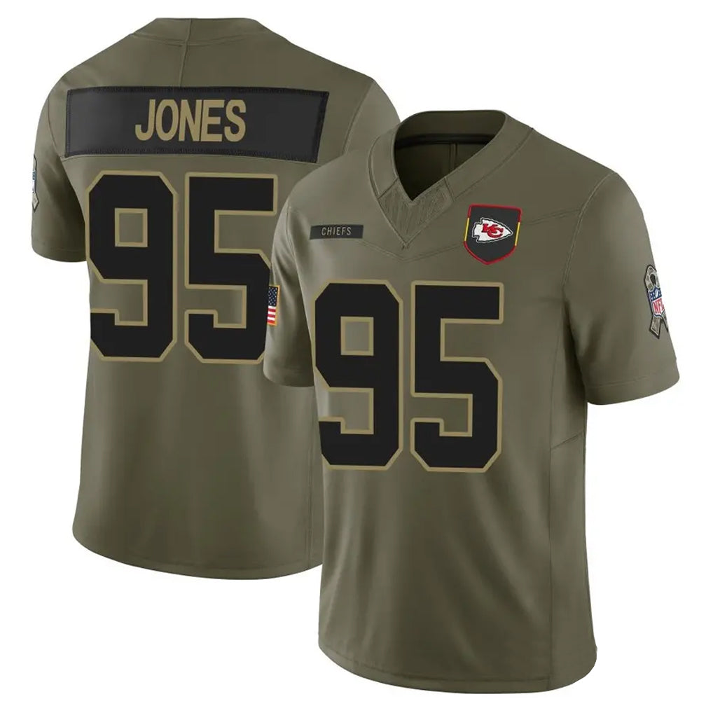 Silnrao KC.Chiefs #95 Chris Jones Player Olive Salute to Service Limited Stitched Jerseys
