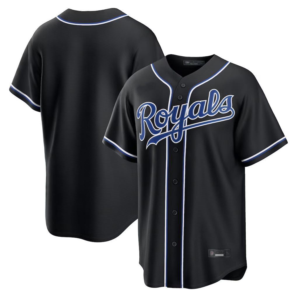 Silnrao KC.Royals Black Carbon Fashion Home Game Blank Player Stitched Jerseys