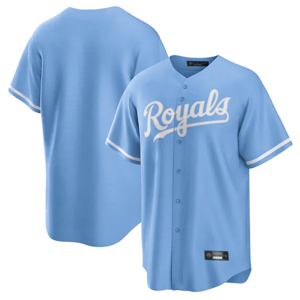 Silnrao KC.Royals Light Blue Home Game Blank Player Stitched Jerseys