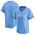 Silnrao KC.Royals Light Blue Limited Throwback Cooperstown Collection Blank Player T-shirt Stitched Jerseys