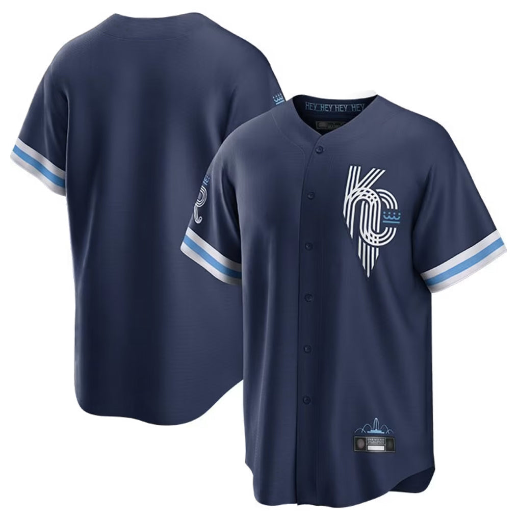 Silnrao KC.Royals Navy City Connect Home Game Blank Player Stitched Jerseys