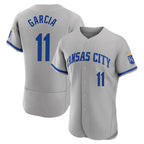 Silnrao KC.Royals #11 Maikel Garcia Player Gray Limited Elite Home Game Stitched Jerseys