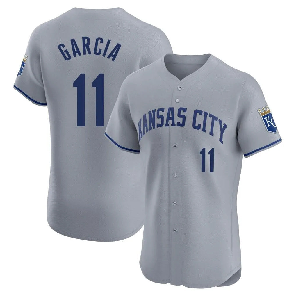Silnrao KC.Royals #11 Maikel Garcia Player Gray Limited Elite Home Stitched Jerseys