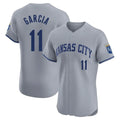 Silnrao KC.Royals #11 Maikel Garcia Player Gray Limited Elite Home Stitched Jerseys