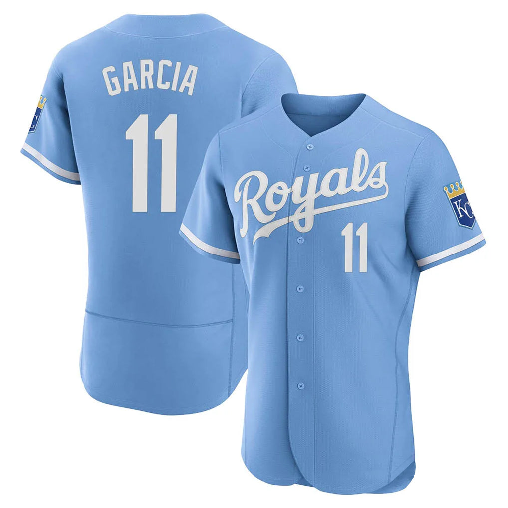 Silnrao KC.Royals #11 Maikel Garcia Player Light Blue Alt Limited Elite Home Stitched Jerseys