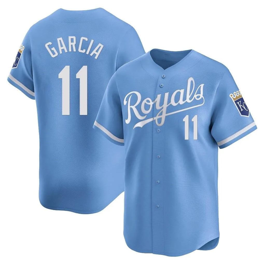 Silnrao KC.Royals #11 Maikel Garcia Player Light Blue Alt Limited Home Stitched Jerseys