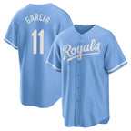 Silnrao KC.Royals #11 Maikel Garcia Player Light Blue Home Game Stitched Jerseys
