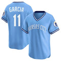 Silnrao KC.Royals #11 Maikel Garcia Player Light Blue Limited Throwback Cooperstown Collection T-shirt Stitched Jerseys