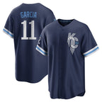 Silnrao KC.Royals #11 Maikel Garcia Player Navy City Connect Home Game Stitched Jerseys