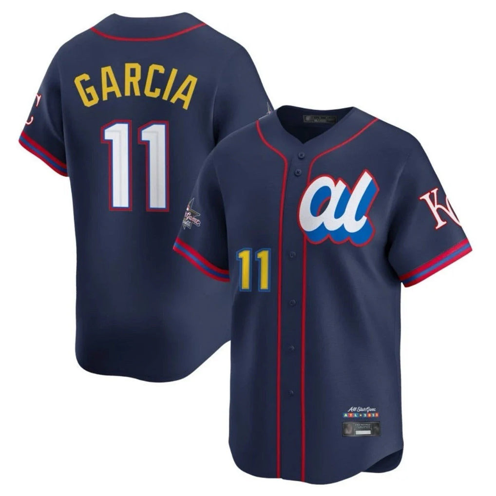 Silnrao KC.Royals #11 Maikel Garcia Player Navy Limited American League All-Star Edition Stitched Jerseys