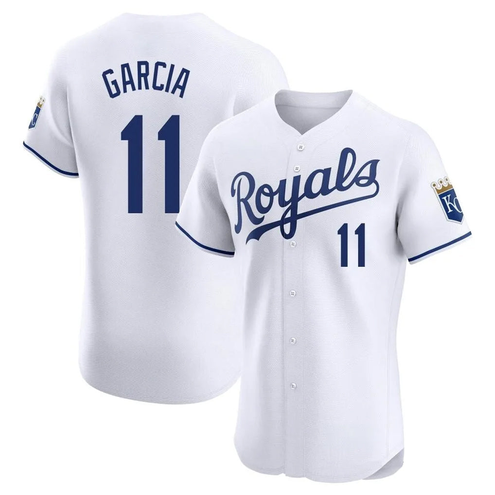 Silnrao KC.Royals #11 Maikel Garcia Player White Alt Limited Elite Home Stitched Jerseys