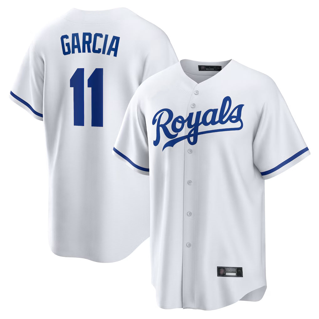 Silnrao KC.Royals #11 Maikel Garcia Player White Home Game Stitched Jerseys