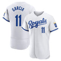Silnrao KC.Royals #11 Maikel Garcia Player White Limited Elite Home Game Stitched Jerseys
