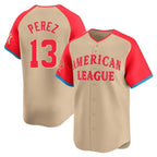 Silnrao KC.Royals #13 Salvador Perez Player Cream American League All-Star Game Limited Home Stitched Jerseys