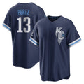 Silnrao KC.Royals #13 Salvador Perez Player Navy City Connect Home Game Stitched Jerseys