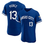 Silnrao KC.Royals #13 Salvador Perez Player Royal City Connect Limited Elite Home Game Stitched Jerseys