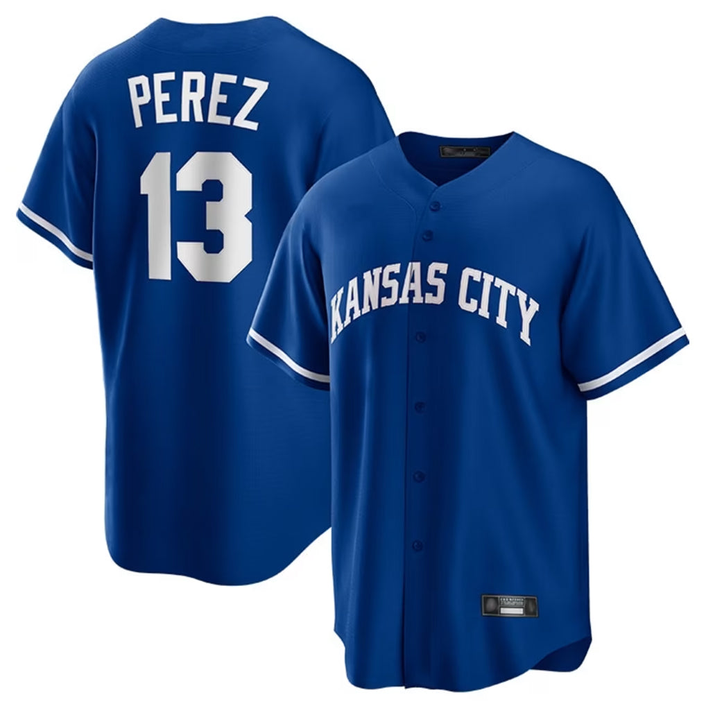 Silnrao KC.Royals #13 Salvador Perez Player Royal Game Home Stitched Jerseys