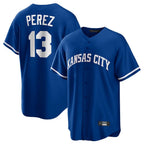 Silnrao KC.Royals #13 Salvador Perez Player Royal Game Home Stitched Jerseys