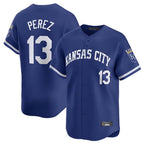 Silnrao KC.Royals #13 Salvador Perez Player Royal Limited Home Stitched Jerseys