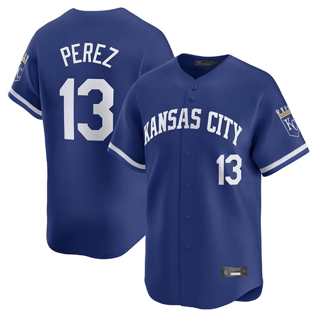 Silnrao KC.Royals #13 Salvador Perez Player Royal Limited Home Stitched Jerseys