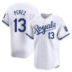 Silnrao KC.Royals #13 Salvador Perez Player White Alt Limited Home Stitched Jerseys