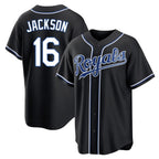 Silnrao KC.Royals #16 Bo Jackson Player Black Carbon Fashion Home Game Stitched Jerseys