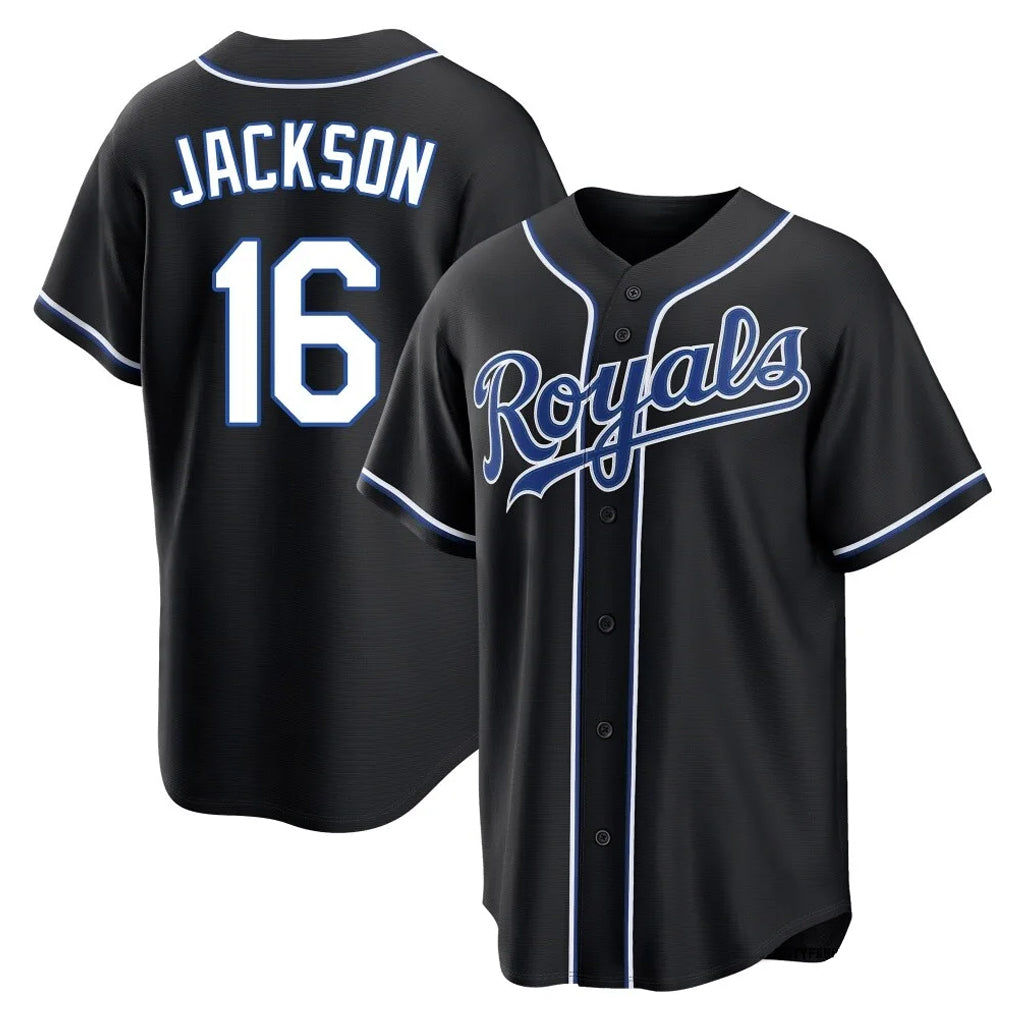 Silnrao KC.Royals #16 Bo Jackson Player Black Carbon Fashion Home Game Stitched Jerseys