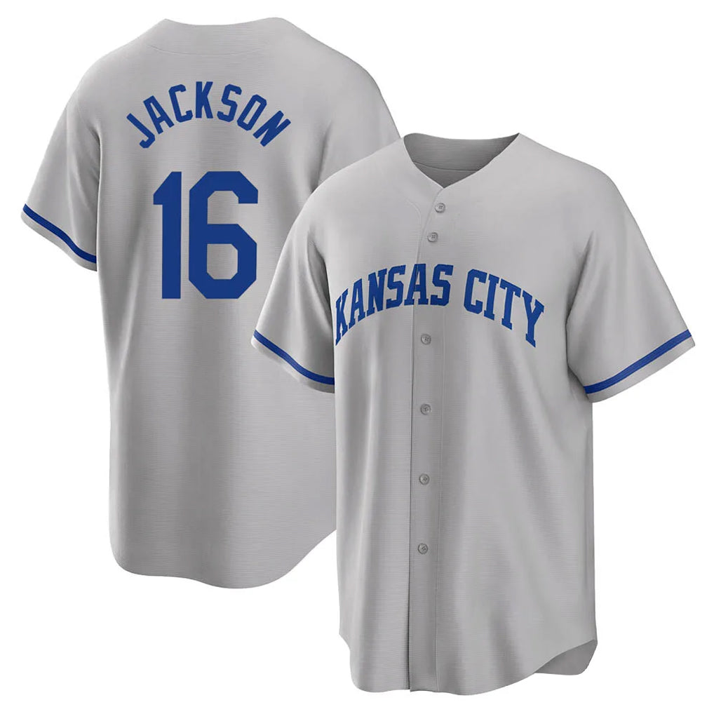 Silnrao KC.Royals #16 Bo Jackson Player Gray Game Home Stitched Jerseys