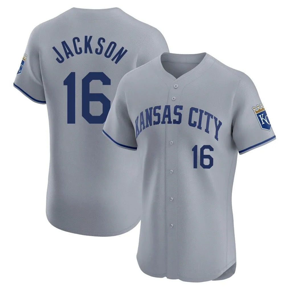 Silnrao KC.Royals #16 Bo Jackson Player Gray Limited Elite Home Stitched Jerseys