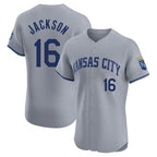 Silnrao KC.Royals #16 Bo Jackson Player Gray Limited Elite Home Stitched Jerseys