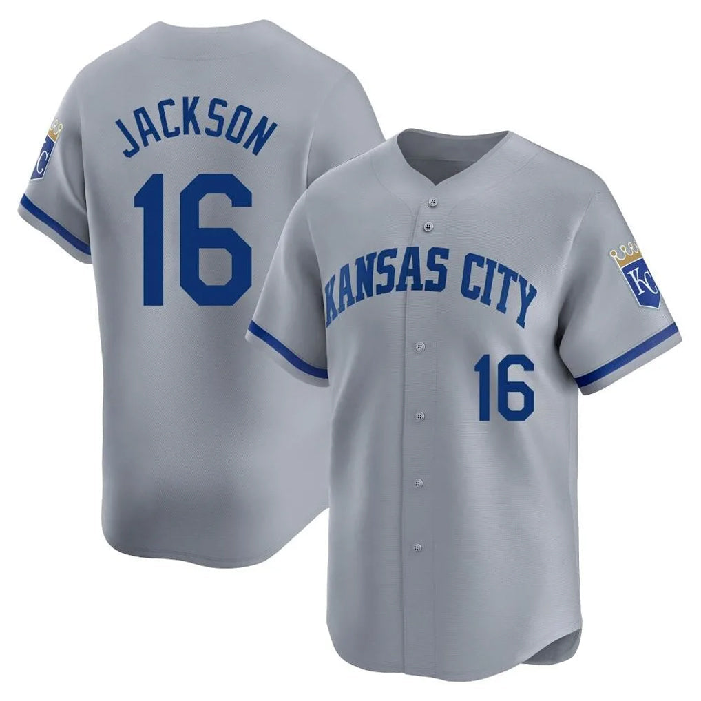 Silnrao KC.Royals #16 Bo Jackson Player Gray Limited Home Stitched Jerseys