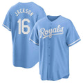Silnrao KC.Royals #16 Bo Jackson Player Light Blue Home Game Stitched Jerseys