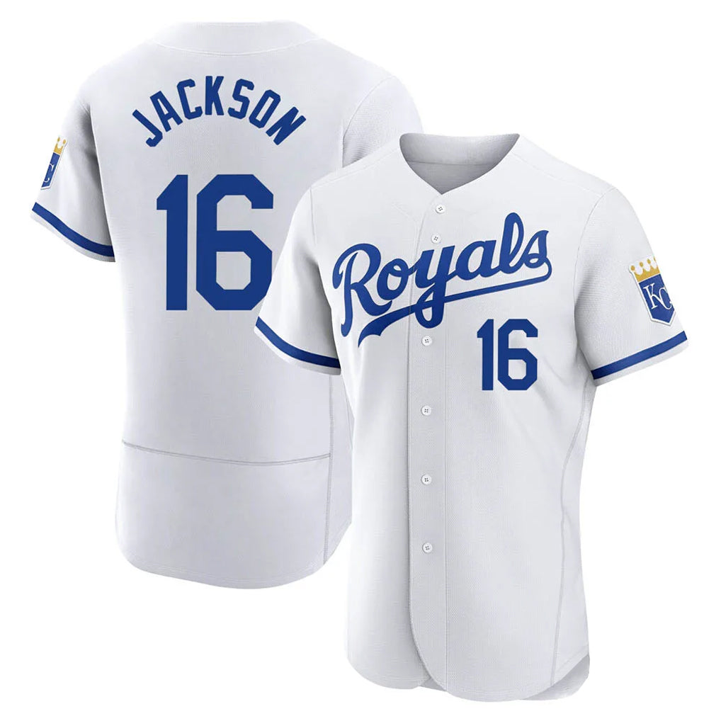 Silnrao KC.Royals #16 Bo Jackson Player White Limited Elite Home Game Stitched Jerseys