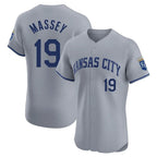 Silnrao KC.Royals #19 Michael Massey Player Gray Limited Elite Home Stitched Jerseys