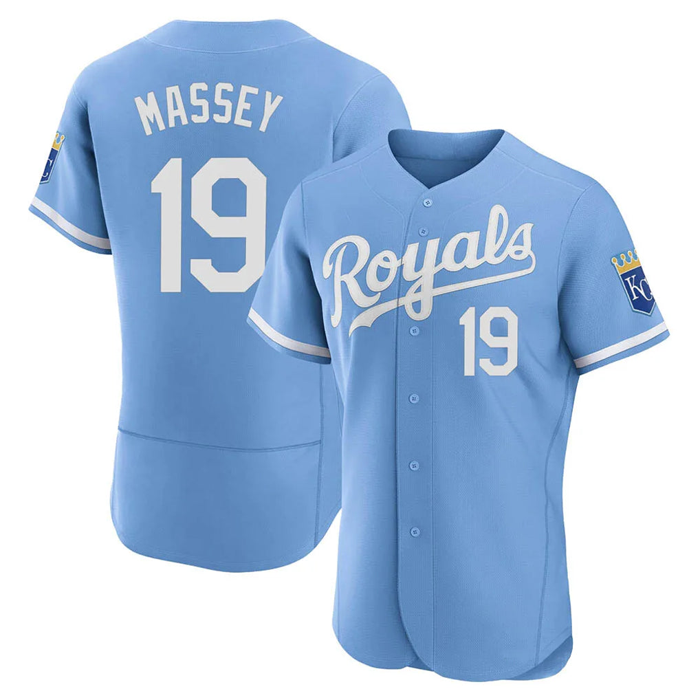 Silnrao KC.Royals #19 Michael Massey Player Light Blue Alt Limited Elite Home Stitched Jerseys