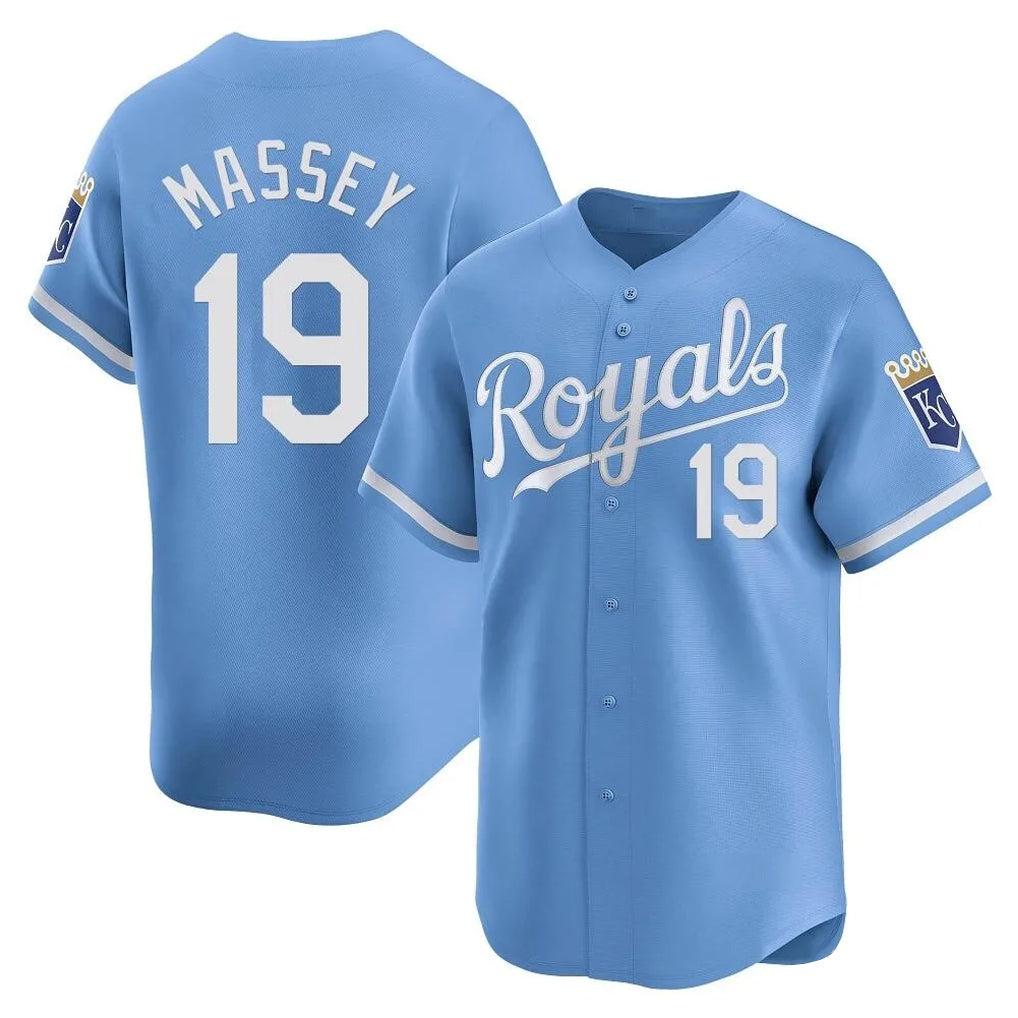 Silnrao KC.Royals #19 Michael Massey Player Light Blue Alt Limited Home Stitched Jerseys