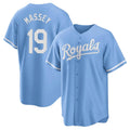 Silnrao KC.Royals #19 Michael Massey Player Light Blue Home Game Stitched Jerseys