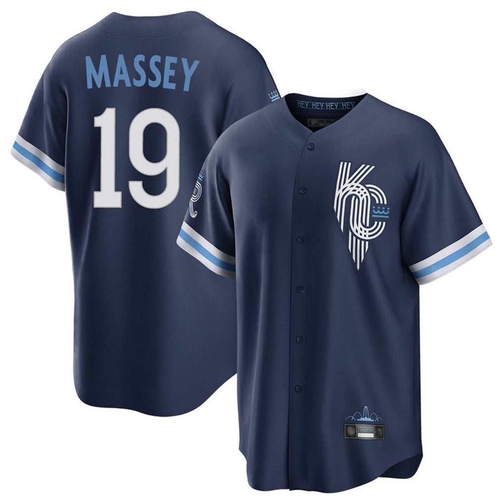 Silnrao KC.Royals #19 Michael Massey Player Navy City Connect Home Game Stitched Jerseys
