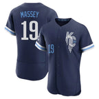 Silnrao KC.Royals #19 Michael Massey Player Navy City Connect Limited Elite Home Stitched Jerseys