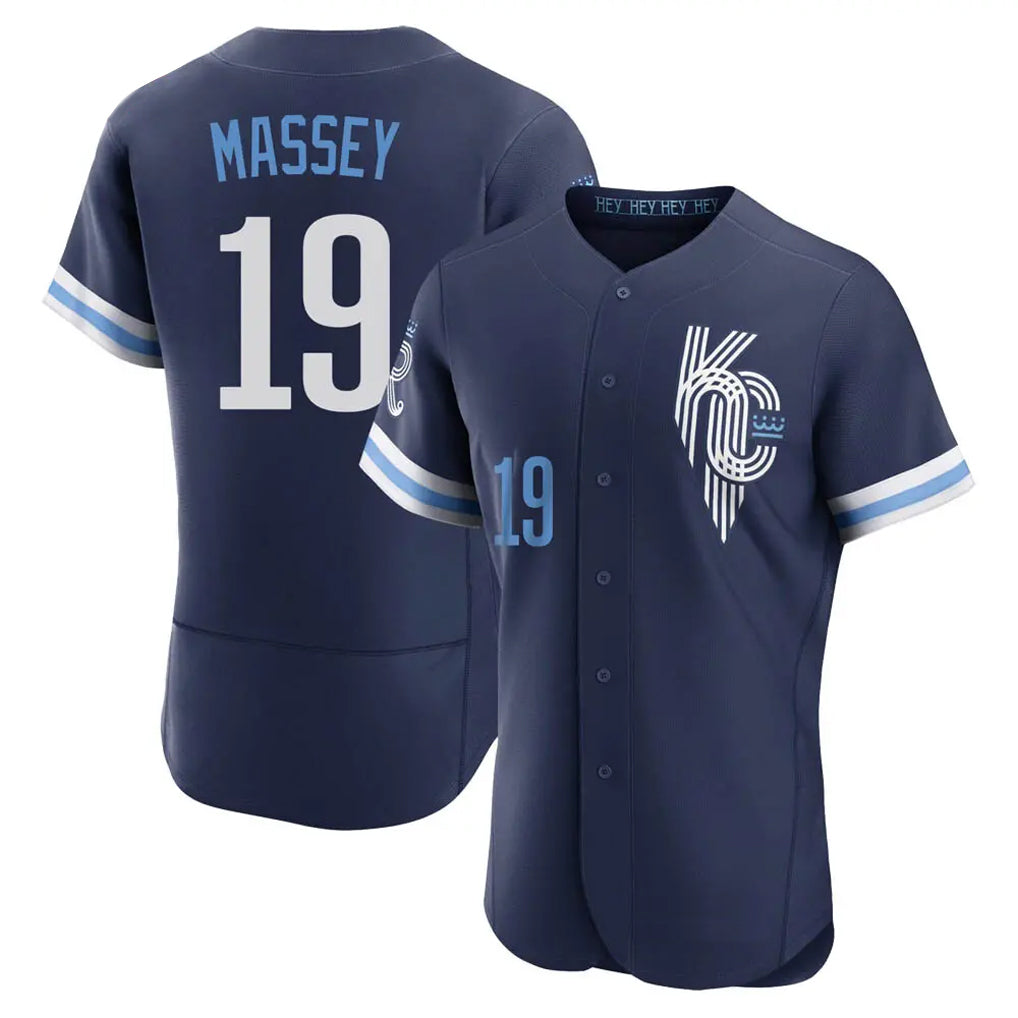 Silnrao KC.Royals #19 Michael Massey Player Navy City Connect Limited Elite Home Stitched Jerseys