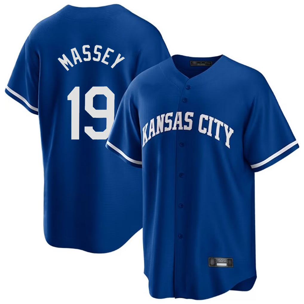 Silnrao KC.Royals #19 Michael Massey Player Royal Game Home Stitched Jerseys