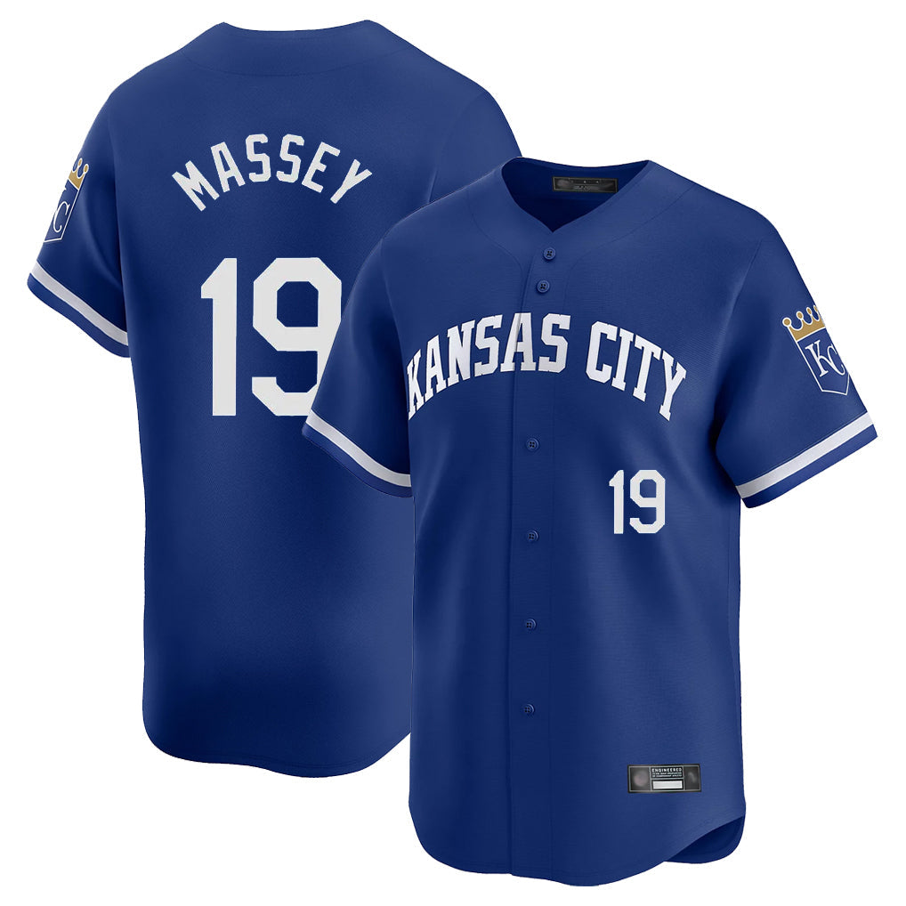 Silnrao KC.Royals #19 Michael Massey Player Royal Limited Home Stitched Jerseys