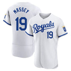 Silnrao KC.Royals #19 Michael Massey Player White Limited Elite Home Game Stitched Jerseys