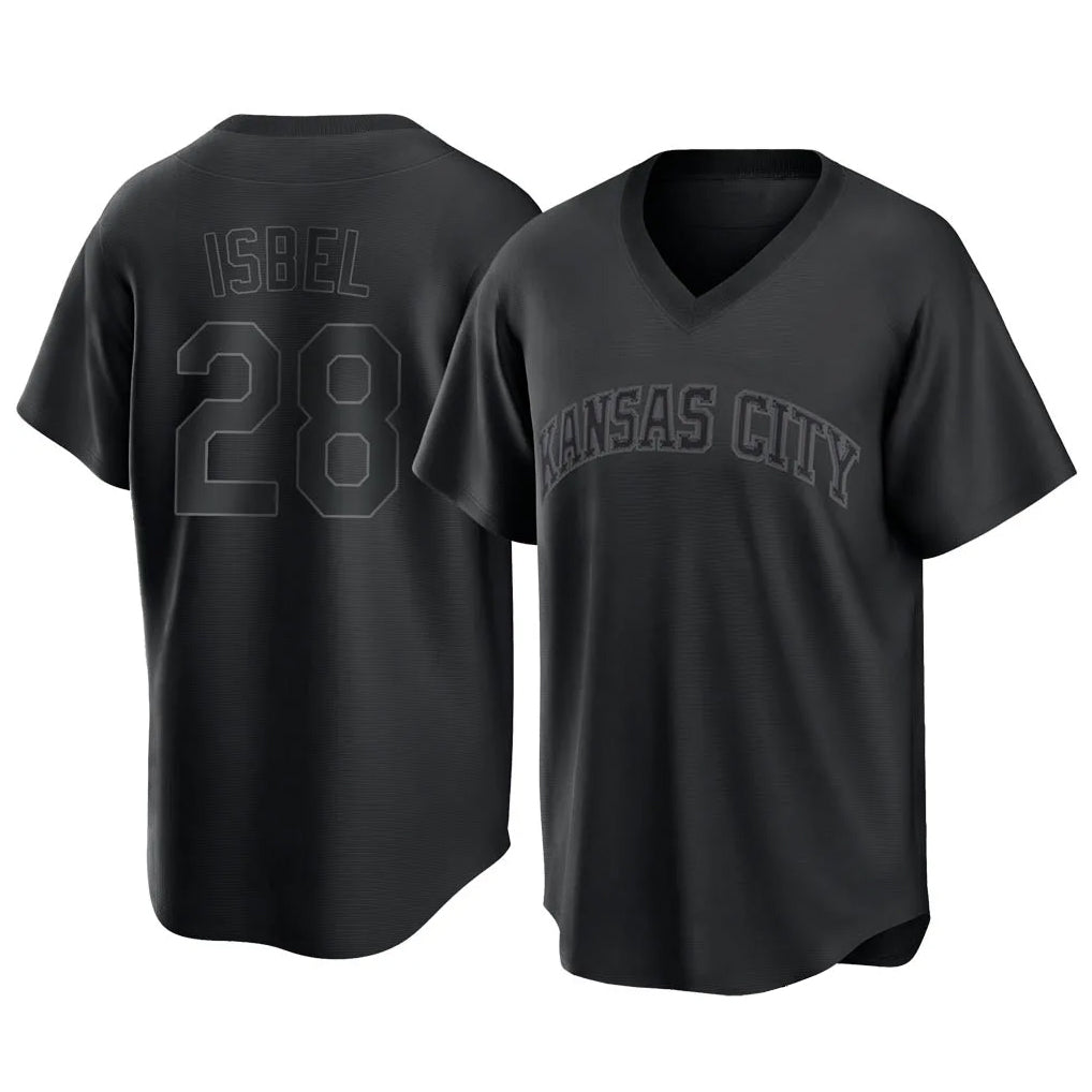 Silnrao KC.Royals #28 Kyle Isbel Player Black Fashion Game Stitched Jerseys