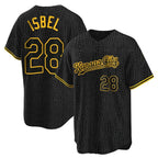 Silnrao KC.Royals #28 Kyle Isbel Player Black Snake Skin City Game Stitched Jerseys