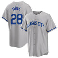 Silnrao KC.Royals #28 Kyle Isbel Player Gray Game Home Stitched Jerseys