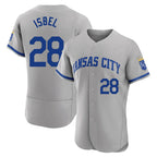 Silnrao KC.Royals #28 Kyle Isbel Player Gray Limited Elite Home Game Stitched Jerseys